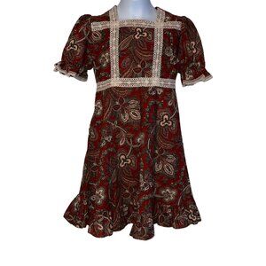 Vintage The Beaux Age Dress Girls 14 Fall Paisley Union Made 90s Floral Prairie